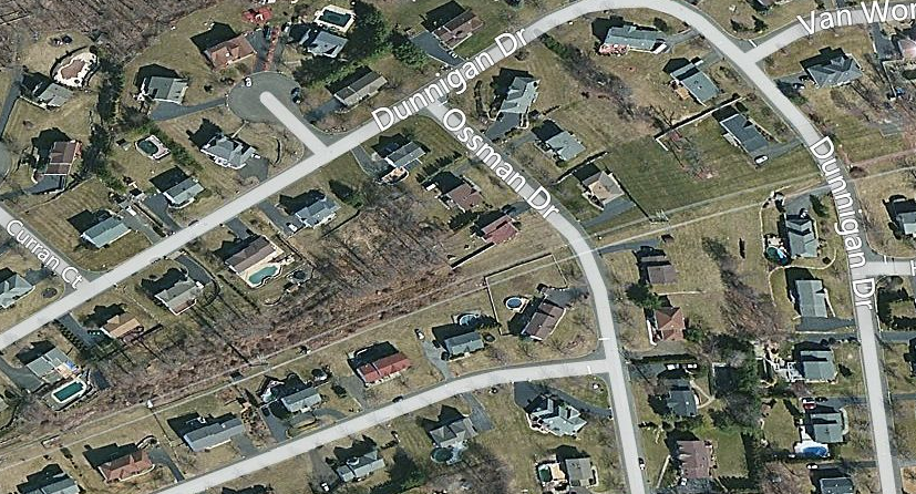 Bird's eye of Dunnigan Drive area, courtesy of Google Maps