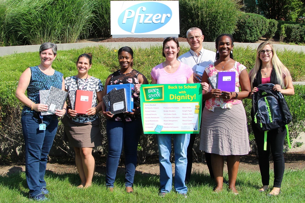 PEOPLE TO PEOPLE GETS HELPING HANDS AND SCHOOL SUPPLY DONATIONS FROM PFIZER PEARL RIVER EMPLOYEES