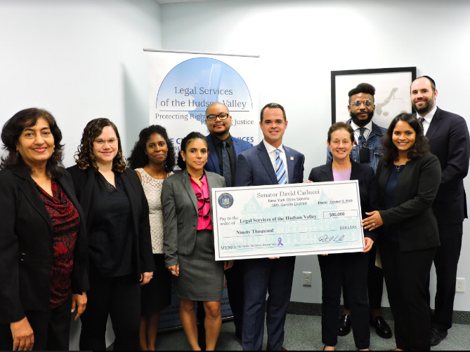 Senator Carlucci Presented a Check for $90,000 in State Funding to Legal Services of the Hudson Valley to Help Domestic Violence Survivors Senator Carlucci Presented a Check for $90,000 in State Funding to Legal Services of the Hudson Valley to Help Domestic Violence Survivors