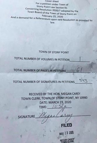 Stony Point residents collect 543 signatures to require a vote on Contract of Sale of Patriot Hills & Letchworth!