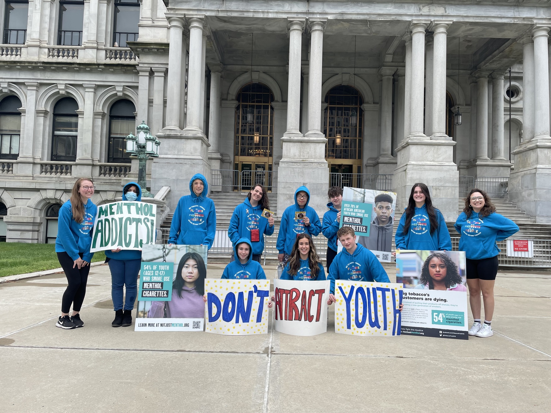 Students of Tappan Zee High School SADD/Reality Check gather in Albany for a Rally to educate about the manipulative tactics of flavored